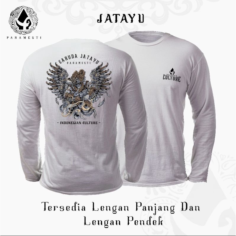 Paramesti Kaos Jawa Wayang Garuda Jatayu Lengan Panjang 3 Warna Hitam Putih Biru Cotton Lembut Tebal