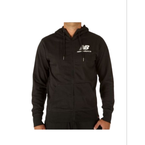 NEW BALANCE ESSENTIALS STACKED FULL ZIP HOODIE BLACK