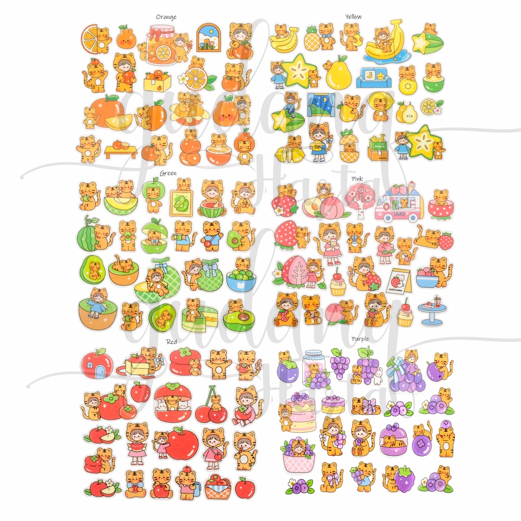 Stiker Fruit Tiger Sticker Motif Buah Dan Hewan Lucu DIY Scrapbook GH 303459