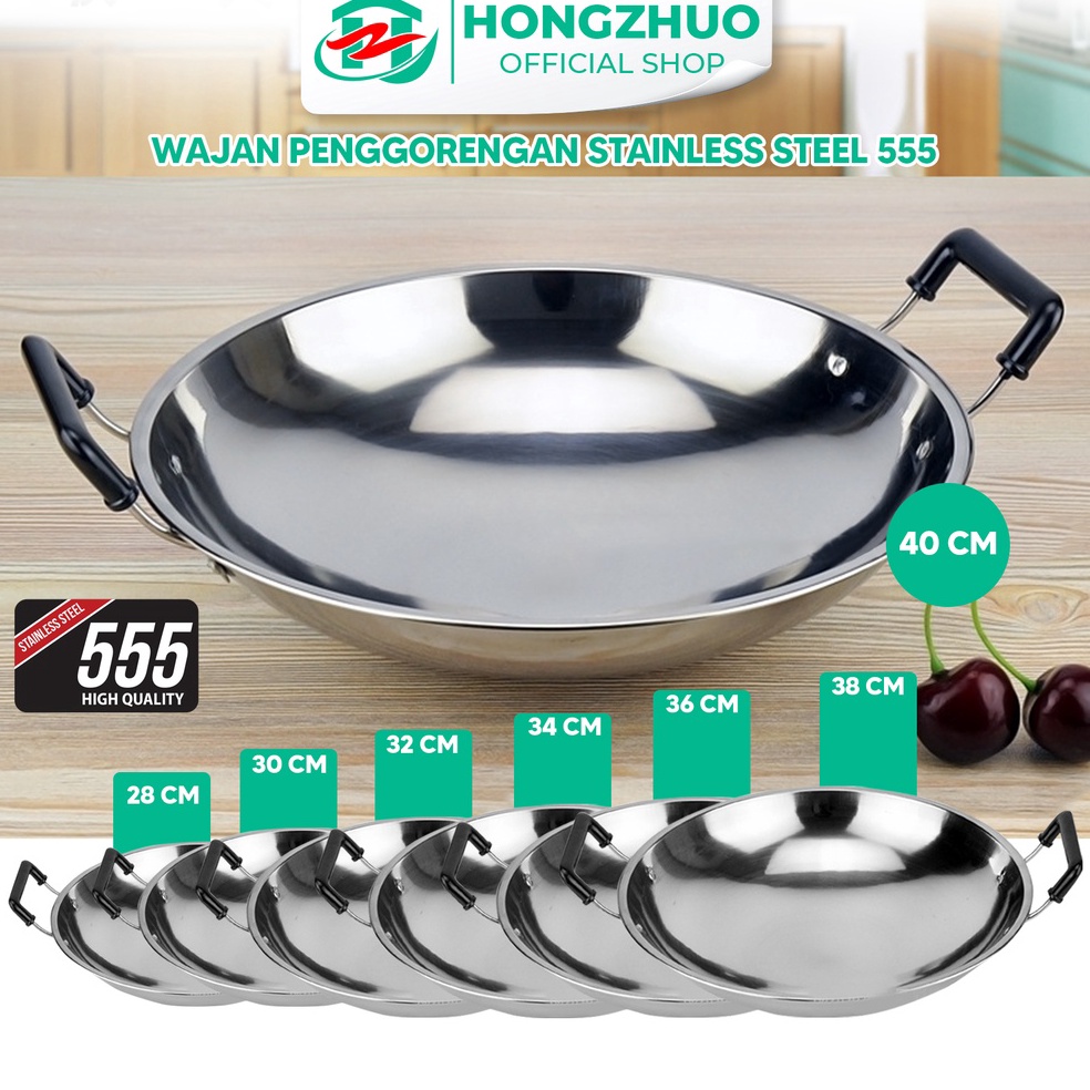 Harga Spesial.. Hongzhuo  Wajan Stainless Teba  7 Ukuran Wajan / Stainless Steel 555