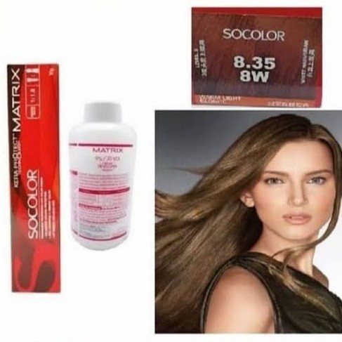 paket cat matrix socolor 8.35 8W warm light blonde so color oxidant