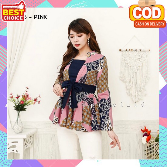 Atasan Batik Fashionable Buju Kerja Perempuan Blus Casual Baju Batik Wanita Atasan Kerja Casual Blou