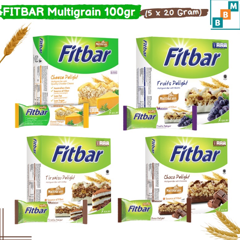 

➷Murah☋ Fitbar Multigrain Box Isi 5x20gr Cheese Choco Fruits Tiramisu R87