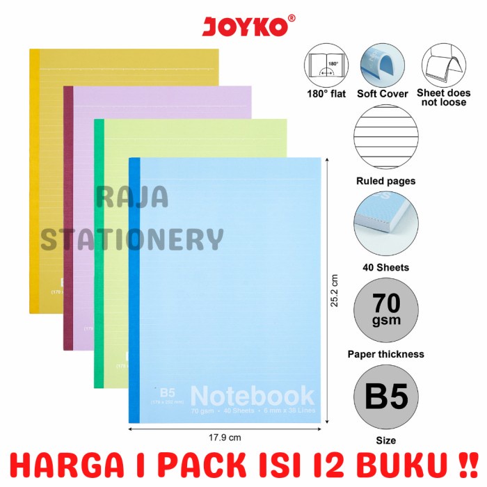 

Terlaris Joyko Notebook B5 Garis Buku Tulis Joyko B5 Per Pack Nb-705 [12Pcs]