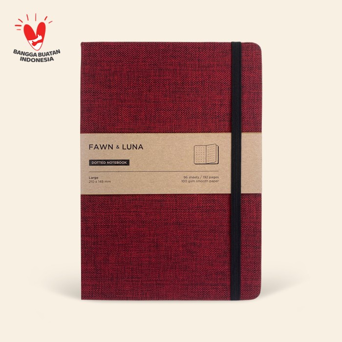 

Terlaris Notebook A5 Large - Ruby Red Fabric - Plain / Dotted Paper