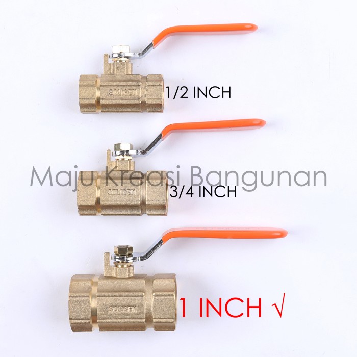 Ball Valve Kuningan Soligen / Stop Kran Keran Air 1" 1Inch 1Inci Inch