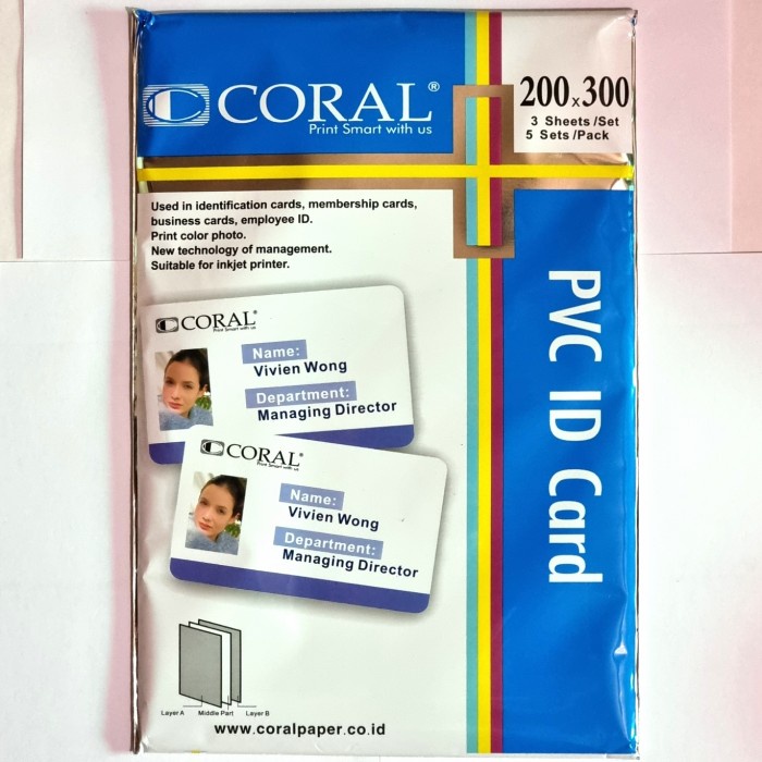 

Terlaris Kertas Pvc Bahan Id Card Instan Coral A4 Isi 5 Lembar