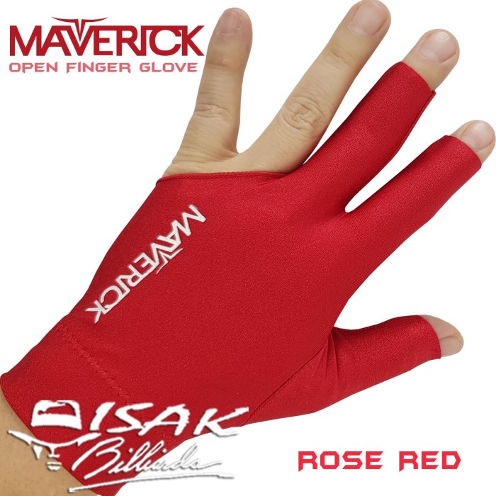 Maverick Pool Glove - Open Finger Red - Sarung Tangan Biliar Billiard