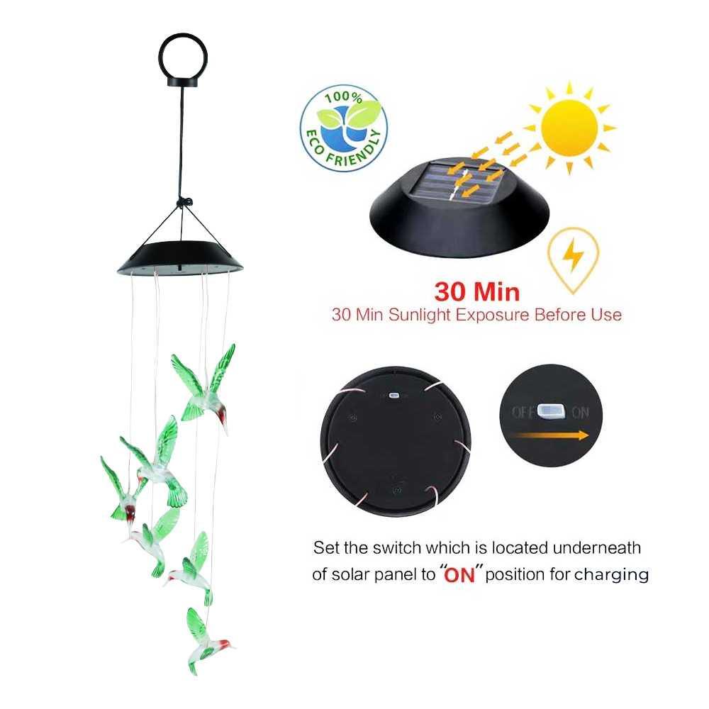 Hansoland Lampu Gantung Hias Outdoor Solar Power Waterproof Wind Chime - HOL1895