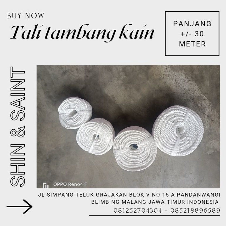 

Super promo Shin & saint tali tampar/tali tambang kain 30 meter 65