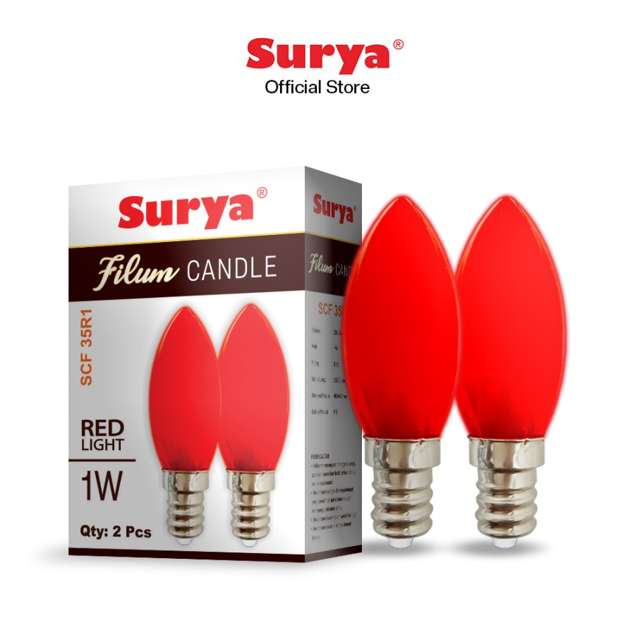 Bohlam Lampu Led Filum Candle 1W SURYA /Lampu Sembahyang Cabe Merah 1 w E12