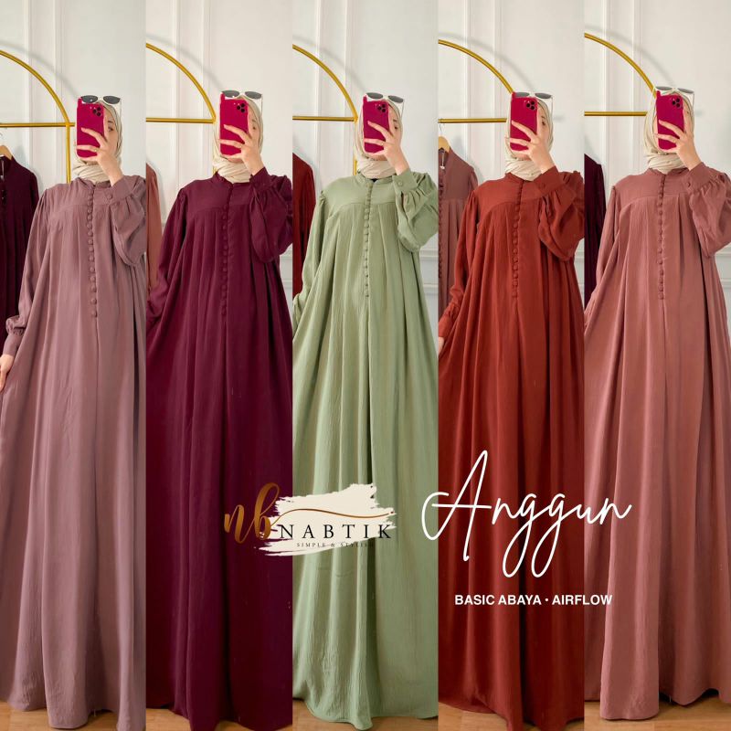 ANGGUN MAXY ORIGINAL NABTIK // GAMIS ABAYA CASUAL POLOS KEKINIAN TERBARU