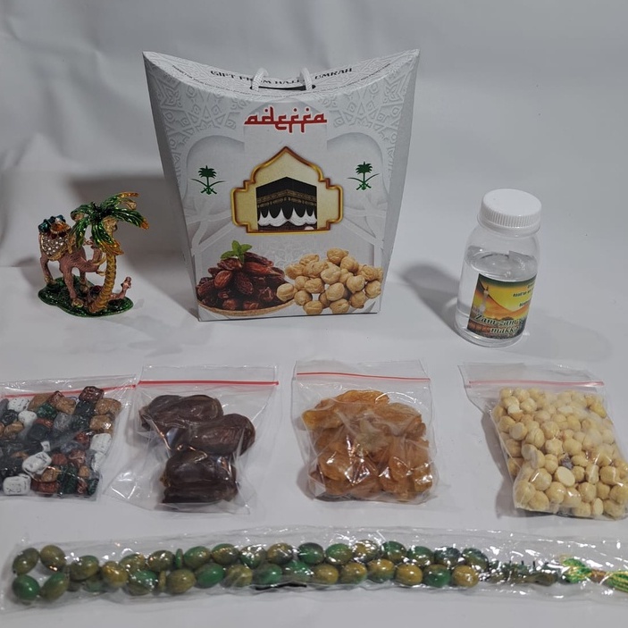 

TERMURAH PAKET oleholeh haji dan umroh air zamzam ori + Coklat Kerikil + tasbih