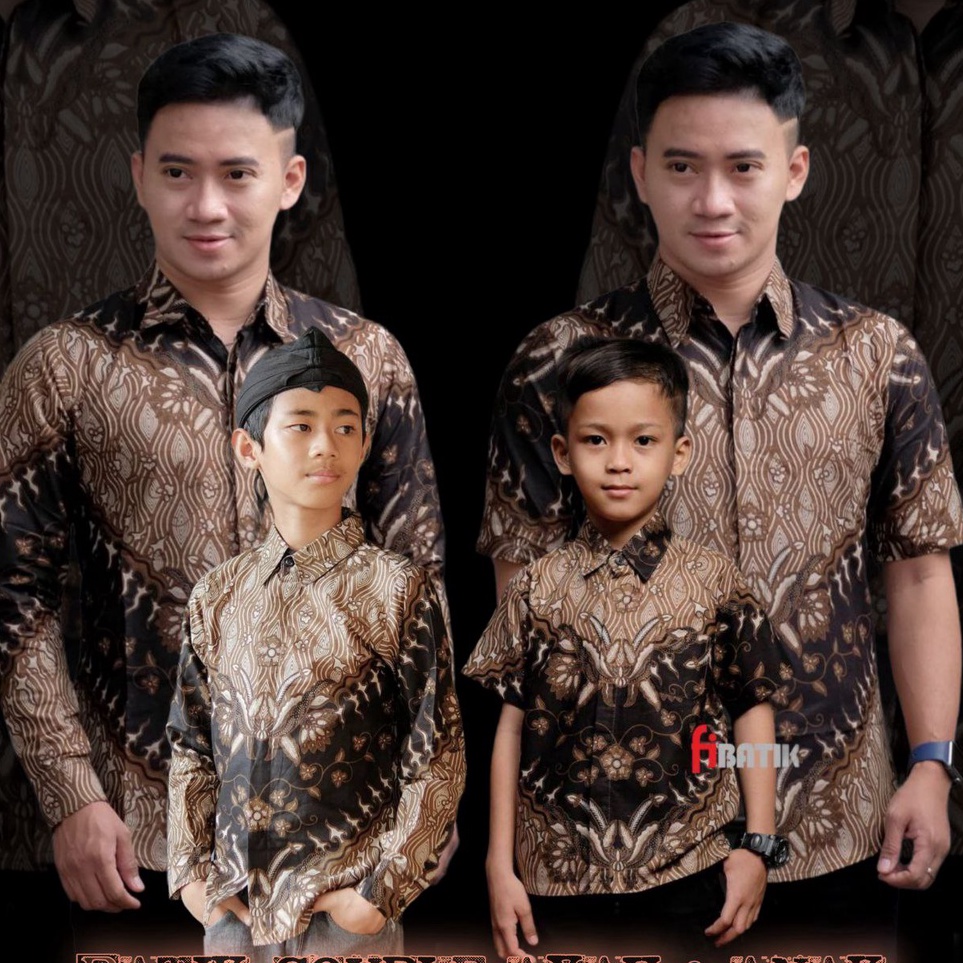 ⚡TOK SIAP 【COD BAJU BATIK COUPLE AYAH DAN ANAK LAKI-LAKI MOTIF KERIS COKLAT / BATIK COUPLE KELUARGA 