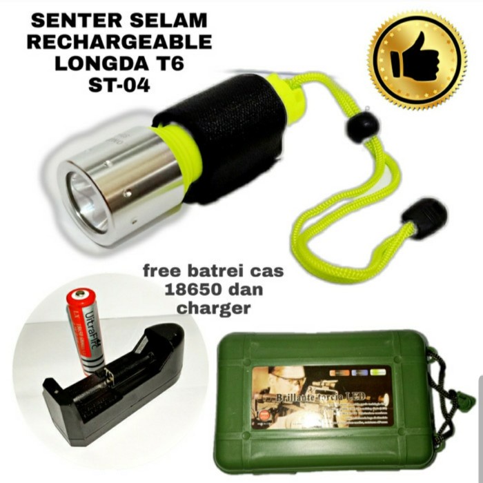 Terlaris Senter Selam T6 Rechargeable / Senter Diving Super Terang T6 St04