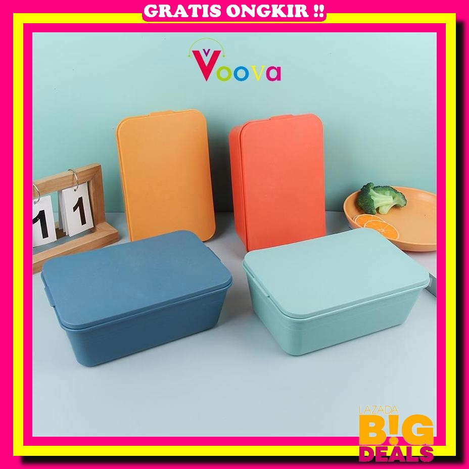 Agb - Albs401 Lunch Box Bisa Lipat Selicon Set Dengan Sendok Simple Kualitas Import Anti Panas Voova