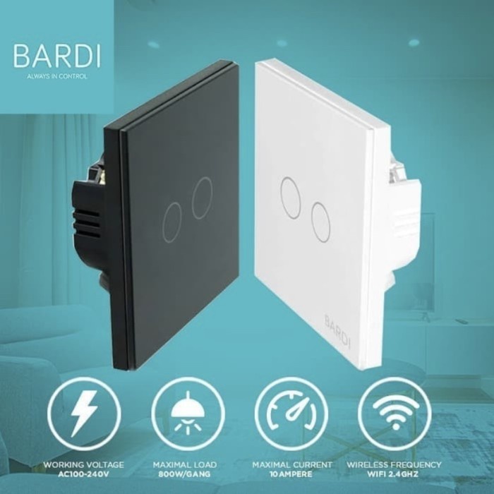 BARDI SMART WALL SWITCH 2 GANG EU WIFI - SAKLAR LAMPU