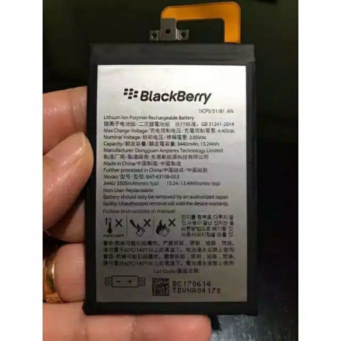 Baterai 1% Blackberry Keyone Bat-631-3 Battery Ori