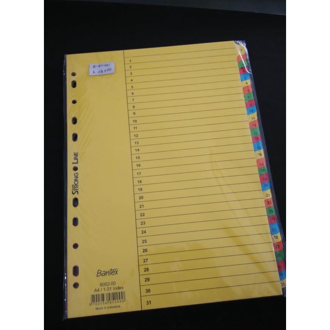 

Divider / Pembatas Kertas A4 BANTEX Angka 1-31 index