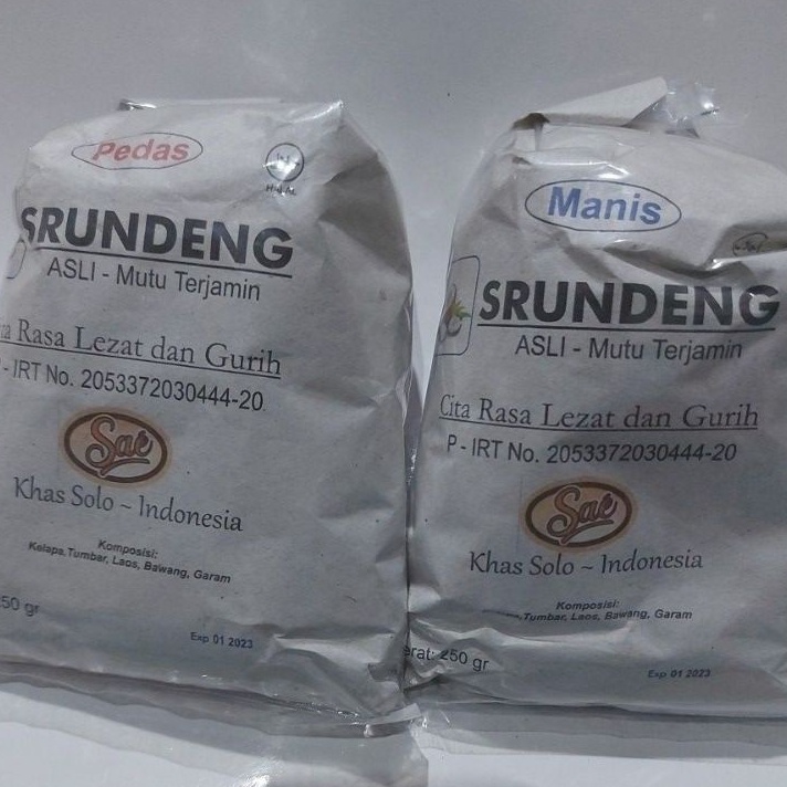 

Terbaru [250 Gr] SRUNDENG SAE ASLI SOLO