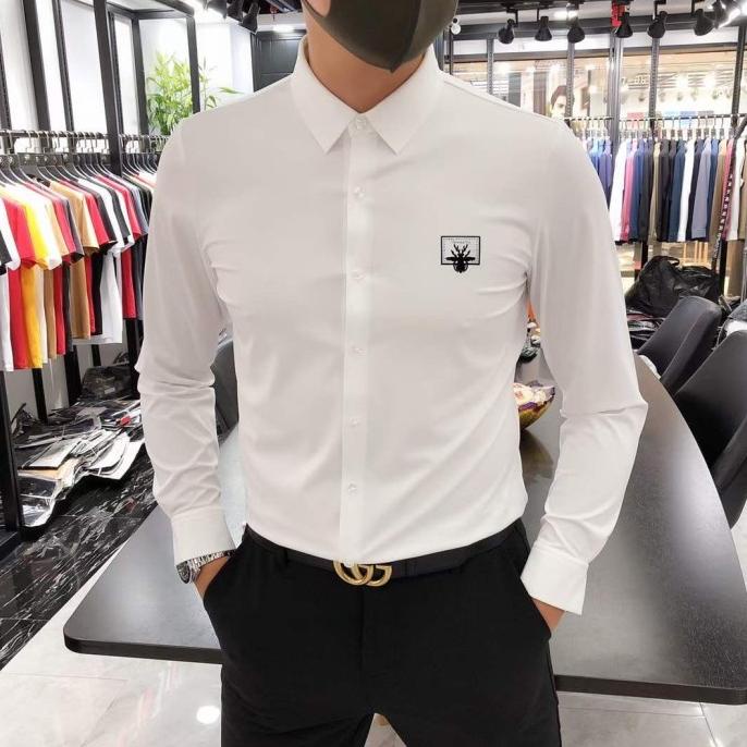 Kemeja Putih Polos Pria Mirror / Kemeja Pria Lengan Panjang Branded  Dreamy.Fashion3