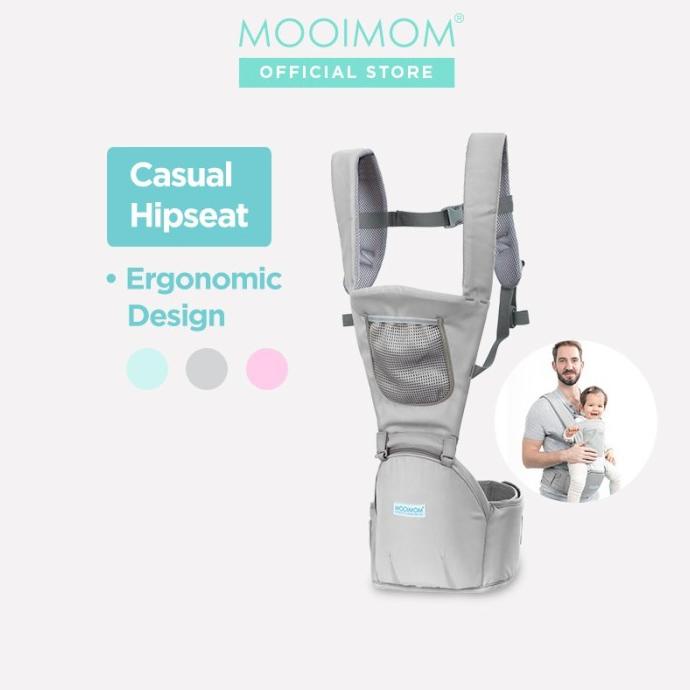 MOOIMOM Casual Hipseat Carrier Gendongan Bayi Depan - 3 - 36 Bulan,Merah Muda