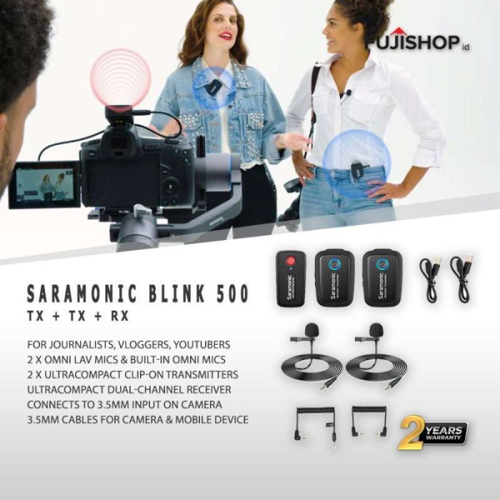 Saramonic Blink 500 B2 Wireless Omni Lavalier Mic System (TX+TX+RX)