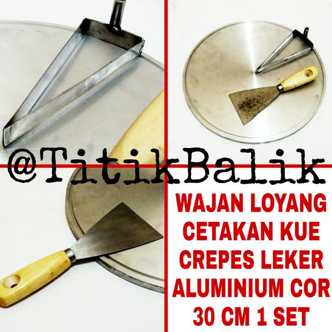 Wajan Loyang Cetakan Kue Crepes Leker 30 Cm Besi Almunium Cor 1 Set