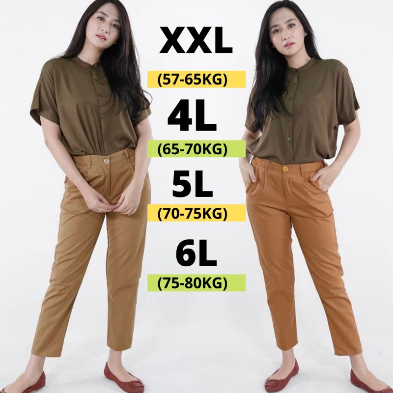BAGGY PANTS JUMBO CELANA PANJANG WANITA JUMBO XXL BB 60 KG BAGGY PANTS JUMBO XXL 6L BAGGY PANTS JUMB
