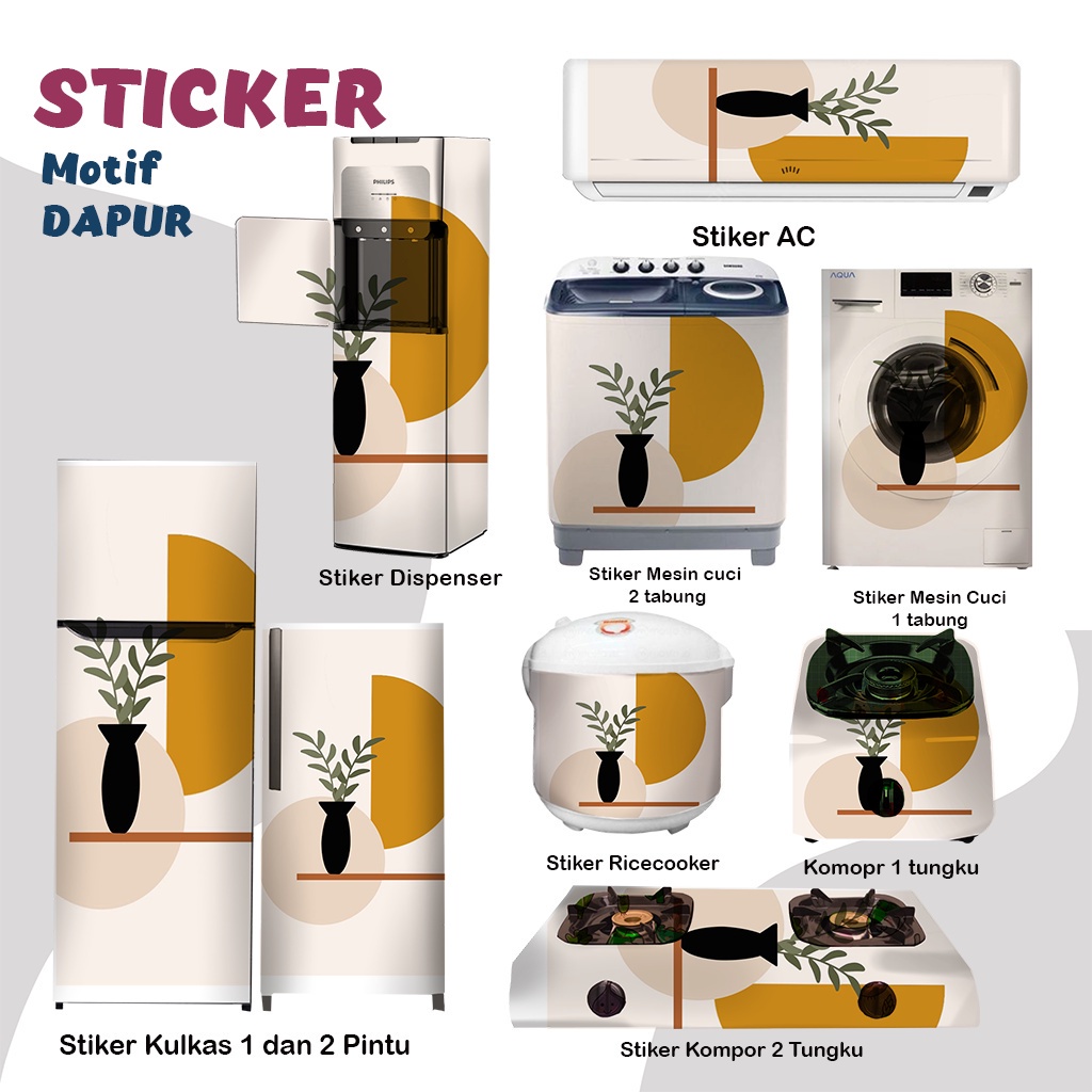 Dekorasi dapur Stiker kulkas kompor mesin cuci 1 2 pintu tabung mata Rice Cooker Dispenser Ac