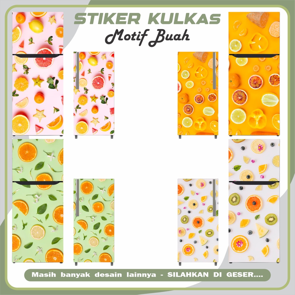 Stiker Kulkas 1 Pintu dan Stiker Kulkas 2 Pintu Motif Buah - Wallpaper Kulkas Waterproof