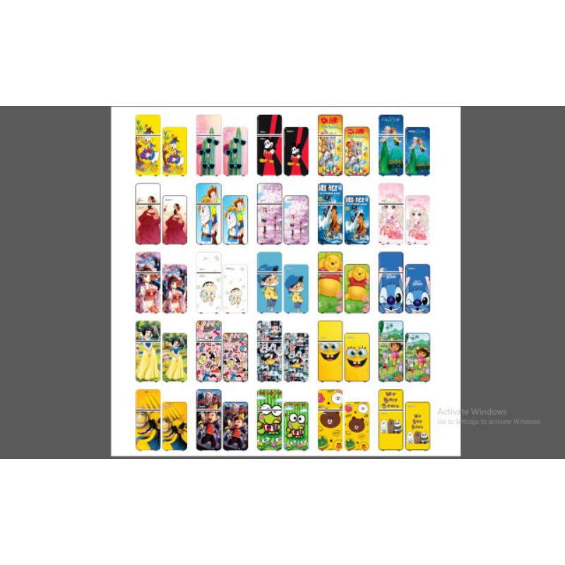 Stiker Kulkas Jumbo 2 Pintu Motif Bunga  Sticker waterproof anti air Full Bodi Karakter Costum LG SA