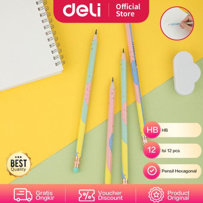 

Deli Pensil Macaron Pattern Hb Isi 12Pcs Dilengkapi Penghapus Eu54800