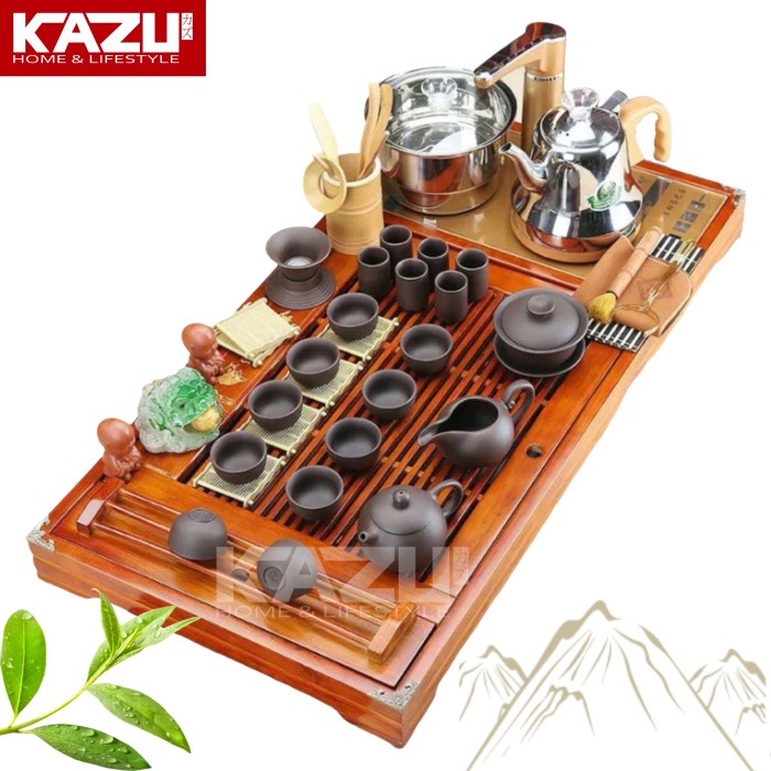 CHINESE TEAPOT TRAY SET C17 ELECTRIK KUNGFU TRAY POT TEA SET MEJA KAYU