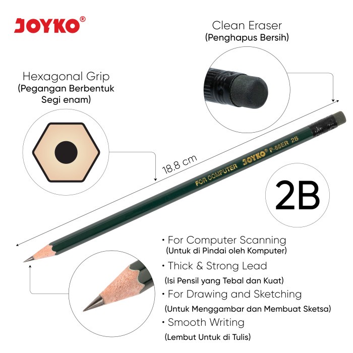 

Pencil Pensil Joyko P-88Er 2B 1 Box 12 Pcs
