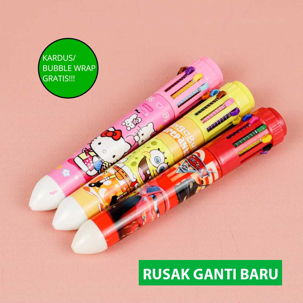 

(BISA COD!!!) Pena Ballpoint Multi Warna 10 Color Pen 1 PCS - SM-10