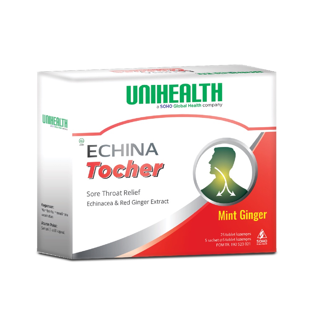Echina Tocher Sore Throat Relief Permen Sakit Tenggorokan Unihealth Soho 25 Tablet