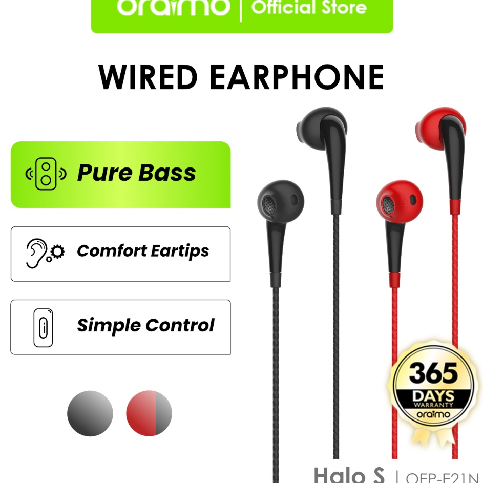 Harga Bersaing Oraimo Wired Headset In-Ear Earphone Universal 3.5mm Jack Panjang 1.2 Meter OEP-E21N