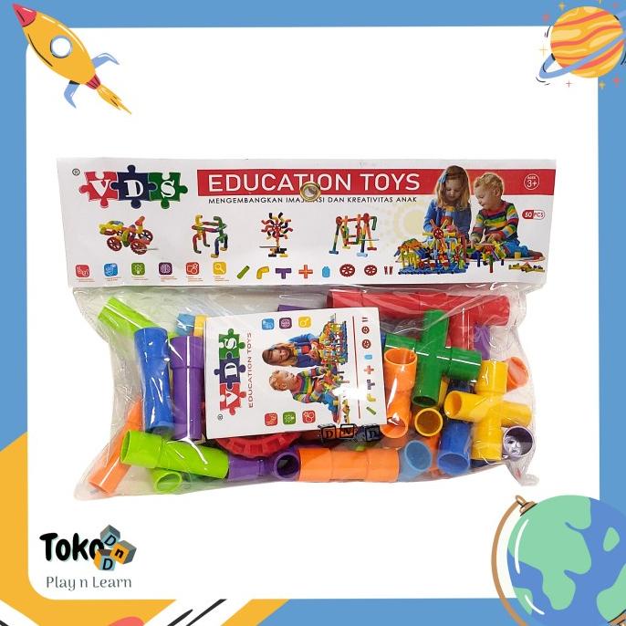 Mainan Edukasi Creativitas Anak Block Pipa Pipe Bricks 50 Pcs