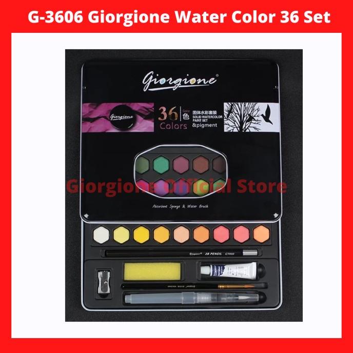 

G-3601 Giorgione Water Color Set 36 Warna Kuas Lukis Cat Air Solid