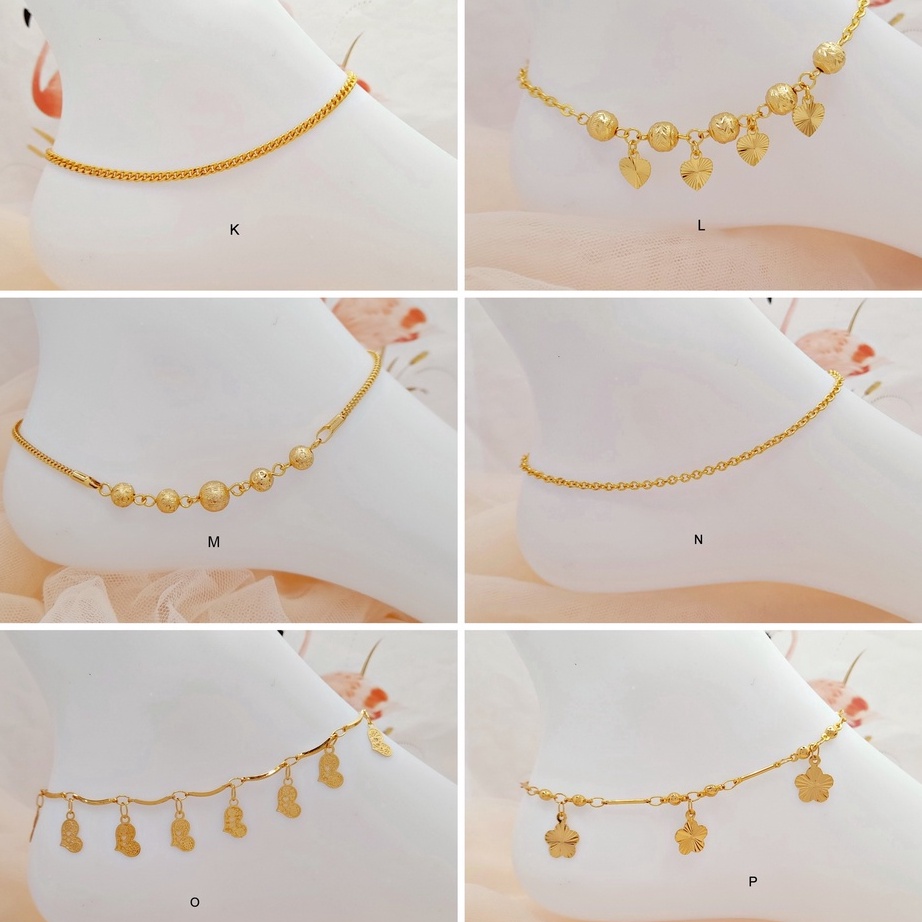 [KODE PRODUK 6GBZT5360] Gelang Kaki Xuping Rantai Italy Kaca Lapis Emas - BB106