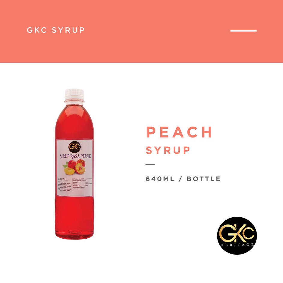 

New Sirup Peach / Persik Syrup Minuman GKC Heritage 640 ml (Import Quality)