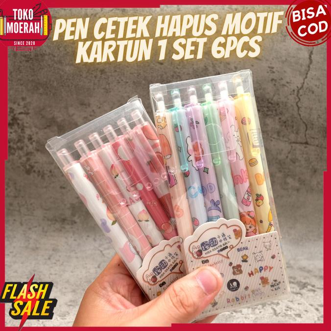 

Pen Hapus Cetek 1 Set 6 Pcs Pulpen Eraseable Kartun Lucu Unik Murah