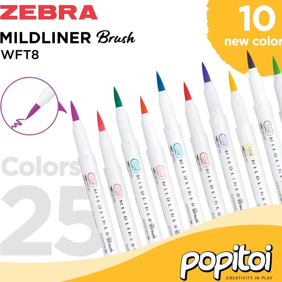 

[KODE PRODUK NWSQH3497] ZEBRA Mildliner BRUSH Pen Marker Double Ended Highlighter pastel