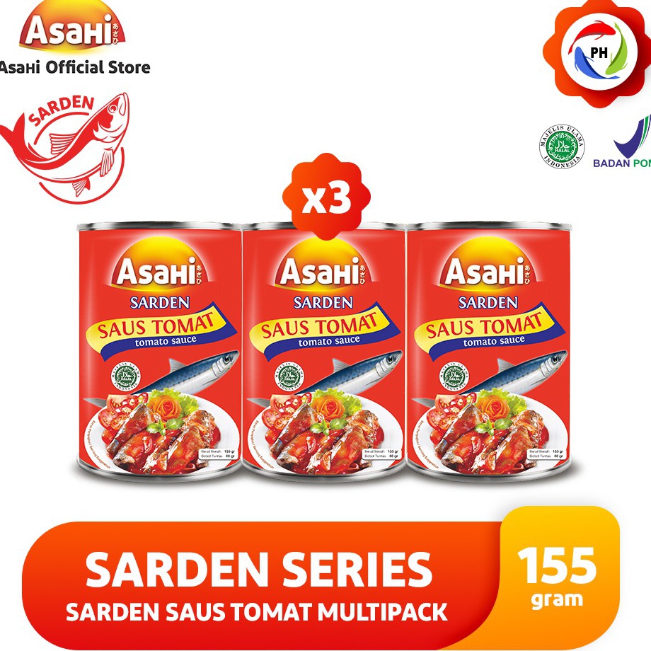 

[KODE PRODUK 0LF0P9440] AsaHi Sarden Saus Tomat 155 gr - Multipack 3 pcs