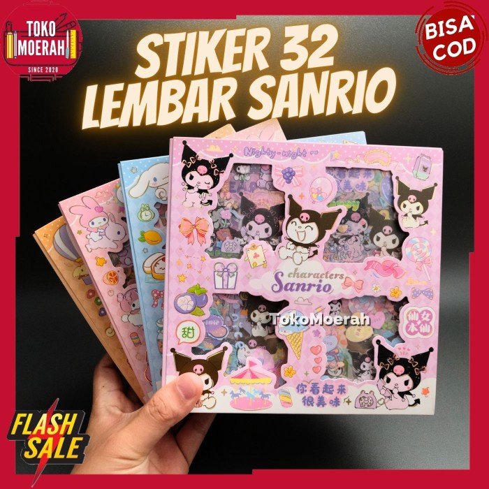 

Terlaris Paket Stiker Sanrio 32 Lembar Sticker Sanrio Anti Air Lucu Unik Isi 32