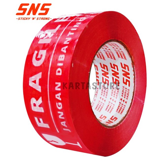 

Terlaris Lakban Fragile 300 Yard Merah Sns Sticky N Strong