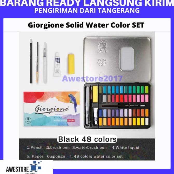 

Giorgione 48 Warna Colors Solid Watercolor Cat Air Box Set Kuas Lukis
