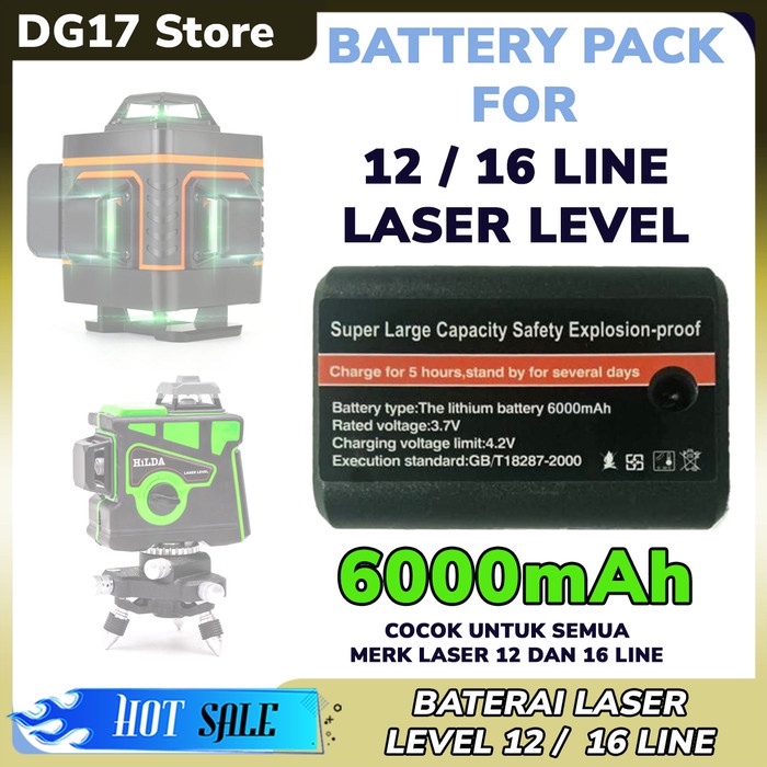 Terlaris Baterai Laser Level Hilda 12 Line 16 Line Kapasitas Besar 5800 Mah