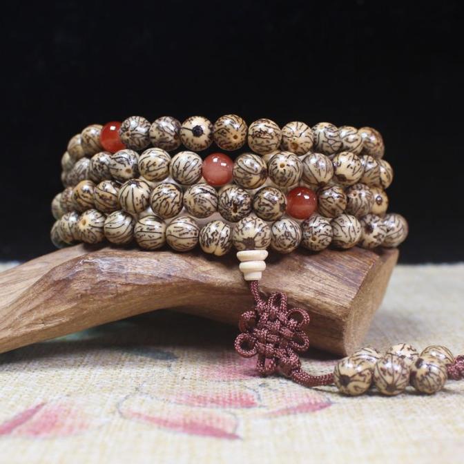 Japamala Tasbih Buddha 108 Butir Manik Manik Biji Bodhi 9 mm